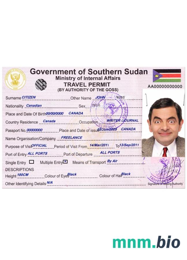 Zezwolenie na podróż do Sudanu Południowego